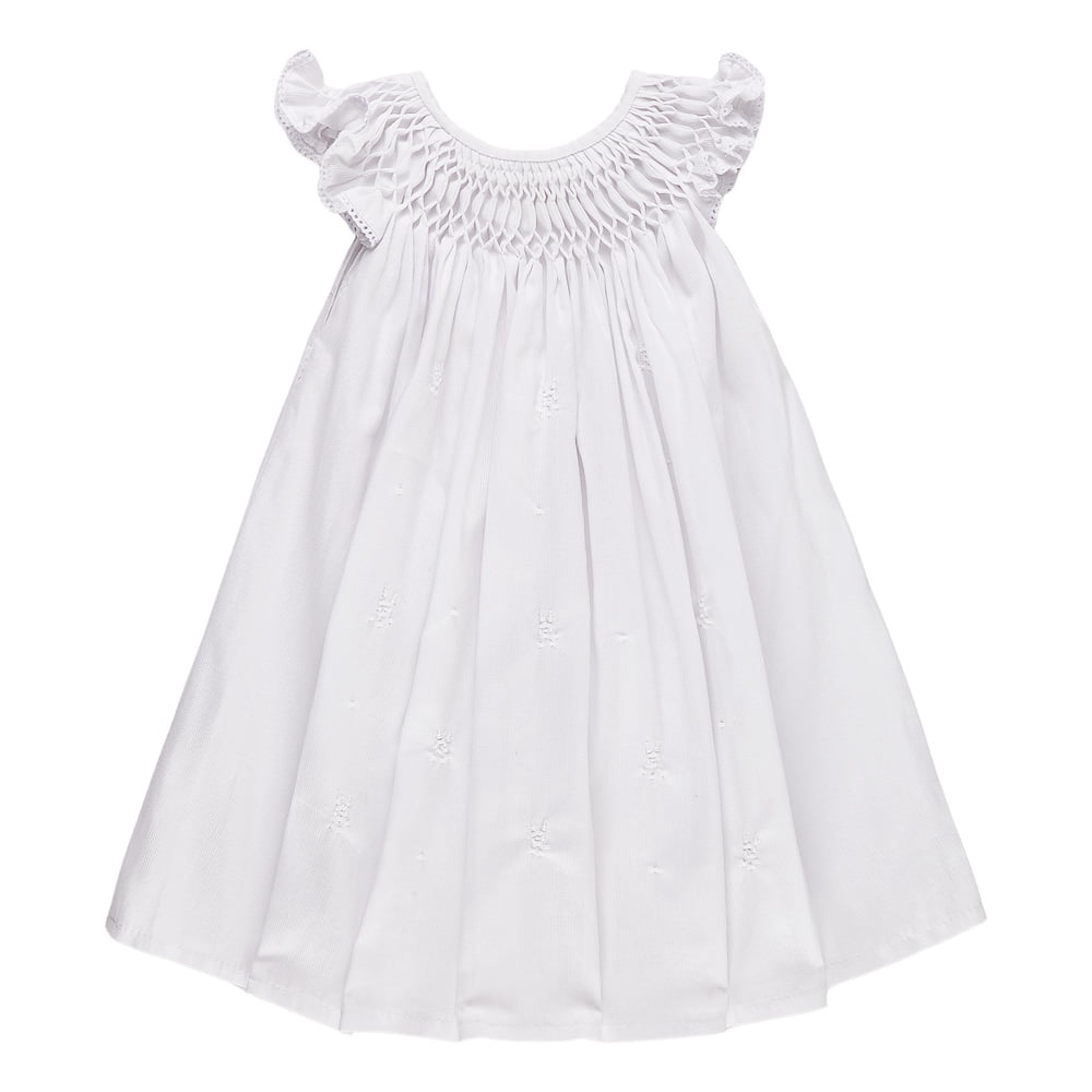 Vestido casinha de abelha branco bordado à mão 