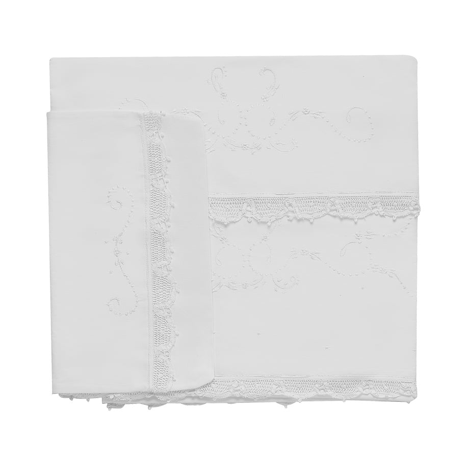 Jogo de lençol Renascença Arabesco  Branco - 3 peças