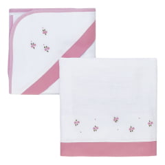 Kit Banho Xodó Flor Rosa