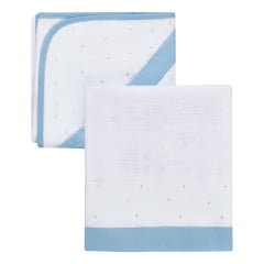 Kit Banho Xodó Poa Azul