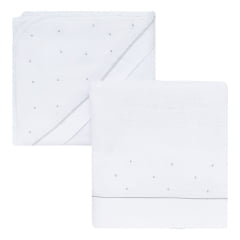 Kit Banho Xodó Poá Cinza