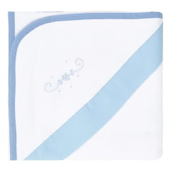 Toalha de Banho com Capuz Arabesco Azul