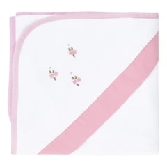 Toalha de Banho com Capuz Floral Rosa