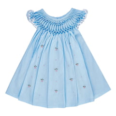 Vestido Casinha de Abelha Azul com Rosa