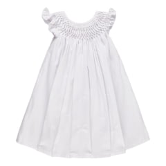 Vestido casinha de abelha branco bordado à mão