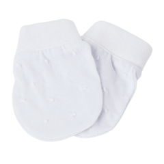 Pantufa e Luvinha em Malha Canelada 100% Algodão com Bordado poá Branca